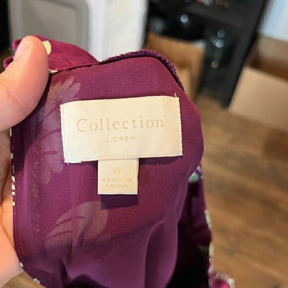 J. Crew Collection purple silk paisley ruffle dress - Picture 6 of 8